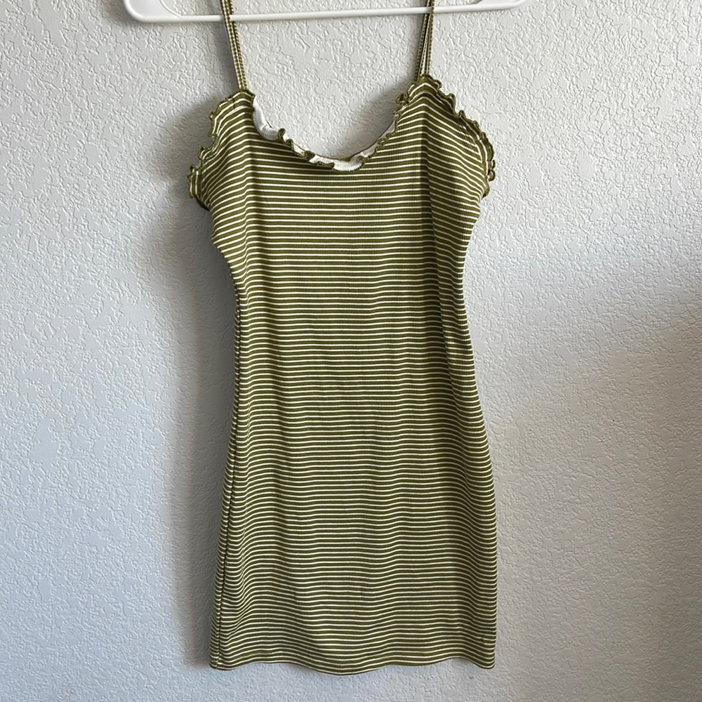 Green and White Stripes Mini Dress